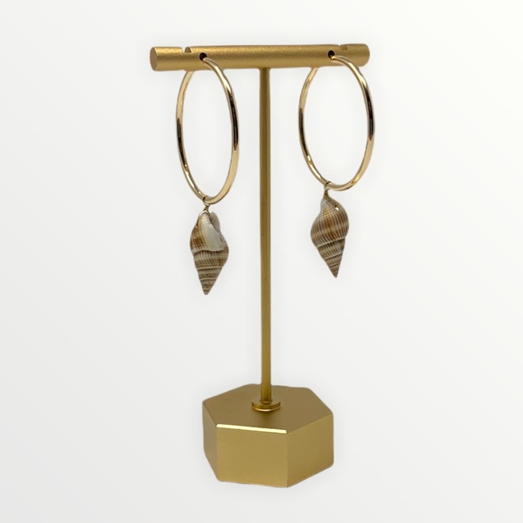 BP Sea Shell Hoop Dangle Earrings - Picture 2 of 5